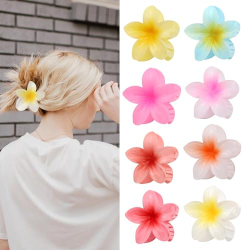 8 Piezas Flor Pinza de Pelo, Pinzas de Pelo de Acrílico lindo para las Señoras, Flor Grande en Forma de Pinzas de Garra, Pinzas de Pelo de Garra para las Mujeres Gruesas/pelo Fino
