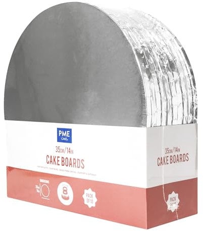 PME Set di 10 Cake Boards per torta Rotonde con bordi avvolti, Argento (14 / 35cm)