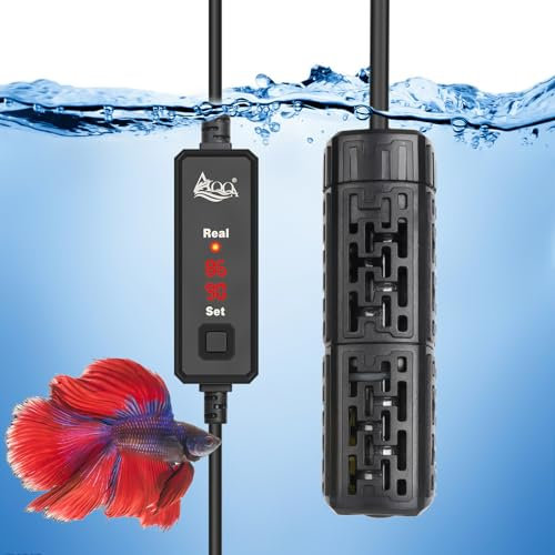 AQQA Chauffage d'aquarium 50 W avec contrôleur externe de 15 à 33,9 °C, chauffage rapide, résistant à la combustion à sec et système de protection contre la surchauffe
