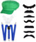 NebulaGlam Mario Luigi Kostüm Accessories, Luigi Bros Cosplay, Grün Hut Handschuhe Bart Hosenträger, Mario Kostüm Zubehör Karneval Mottoparty Halloween Cosplay für Kinder Damen Herren