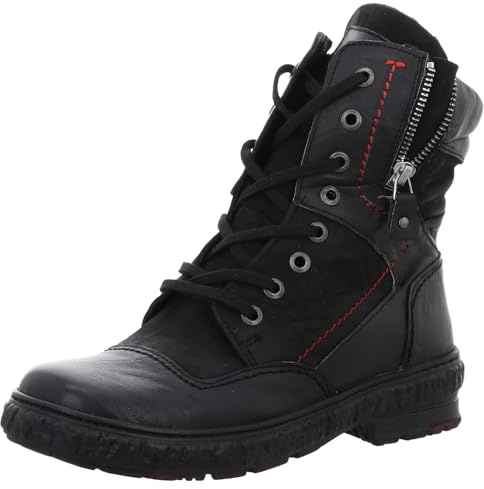 Krisbut Damen Schnürstiefeletten/Winterboots Schwarz Glattleder
