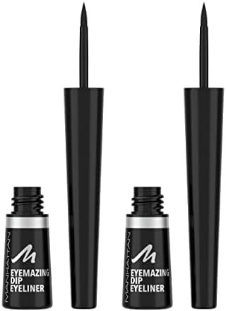 Manhattan Eyemazing Dip Eyeliner Fb. 001 Black, hochpigmentierter, wischfester Eyeliner mit matt-schwarzem Finish, 7ml (Packung mit 2)
