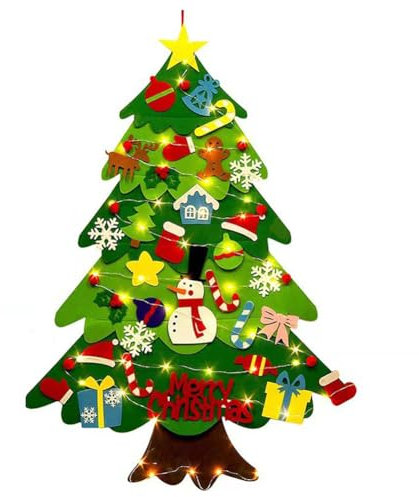 AVZYARDY Arbre de Noël Montessori 3D à monter soi-même avec ornements, arbre de Noël pour enfants, thème de festival détachable, décoration murale à suspendre pour porte de Noël