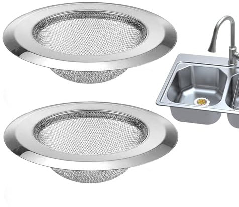 Coladores de Fregadero de Cocina para Drenaje - Coladores de Fregadero de Borde Ancho Grande | 2 cestas de Malla para Recoger Alimentos | Filtro de Drenaje Resistente para Fregadero de Cocina, baño y