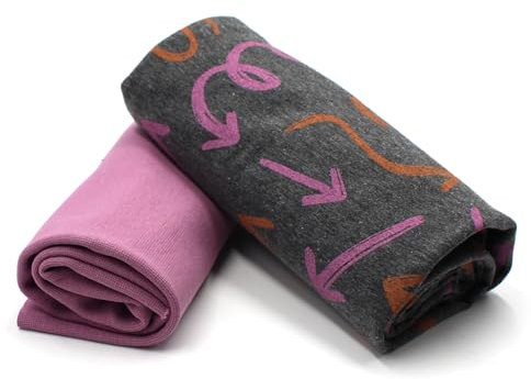 VmG-Store Jerseystoff Set farblich abgestimmt Design + Uni je 0,5mx1,5m 95% Baumwollstoff 5% Elasthan Tex Standard 100 (Pfeile Grau Meliert + Lavendel Set24)