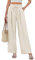 CMTOP Weite Hose Damen Sommer Gerade Geschnitten Palazzo Hose Hohe Taille Stoffhose mit Gummizug Leichte Damenhose mit Taschen für Legere Arbeit Geeignet