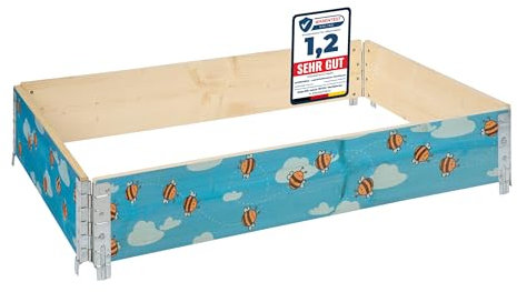 Garronda Holzaufsatzrahmen mit Print – Hochbeete für Pflanzen Blumen Kräuter Obst und Gemüse Aufbewahrungskiste aus Holz mit dekorativem Druck GD-0075 (120x80x20 cm, Biene mit Hintergrund, 1St)