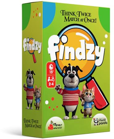 Playever Wherever Findzy – Lustiges Aufmerksamkeits-Kartenspiel für Kinder ab 4 Jahren | Lernspiel zur Förderung von Konzentration & Wahrnehmung | Familienspiel für 2-4 Spieler