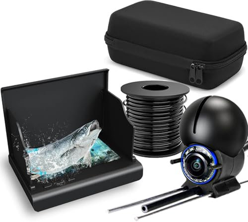 Unterwasser-Angelkamera, HD-Nachtsicht-Angelkamera, langlebiger Akku Unterwasserkameras zum Angeln, 50 Fuß Leinenlänge, Weitwinkelobjektivsteuerung, einfache Tragetasche (Schwarz)