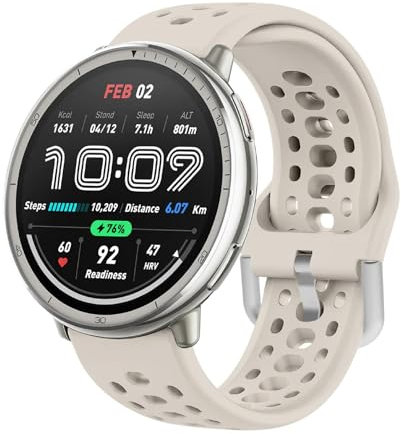 GIOPUEY Correas Compatible con Amazfit Active 2, Suave Silicona La Correa [Resistente al Desgaste] [Transpirable] Pulsera - Beige