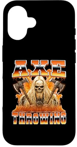 Axe Throwing Axe Thrower Skeleton Skull 90s Bootleg Style Case for iPhone 16