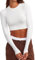 Solid Color Women's Long & Short Sleeve Crop Tops Summer Fashion Going Out Basic Tops Sexy Tight Cropped Tee Tops (UK, Alpha, M, Regular, Regular, White, Longsleeves)