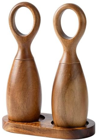 Uqezagpa 1 juego/3 molinillos de madera manuales con núcleos de cerámica