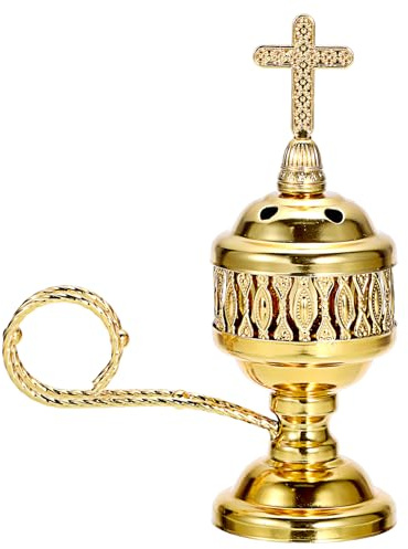 BSTKEY Incense Burner Holder with Removable Tray & Tong, Hollow-out Metal | Decorative Gold Color Resin Incense Burner Small Frankincense Charcoal Stand Sage Censer for Home Church Spa