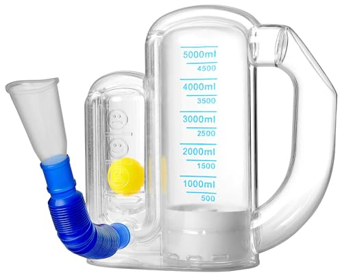 Pulox BE-5000 Lungentrainer Atemtrainer mit 5000 ml Messvolumen | Mit kugelförmigem Flow-Indikator zur Kontrolle der Atemleistung, einfach anzuwenden und gut ablesbar