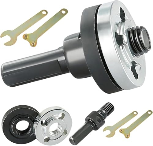10Pcs Electric Drill to Angle Grinder Adapter Set, Metal Connecting Rod Kit with Lock Nut and Wrench, Conversion Mandrel and Flange Spanner for 10-13mm Power Drill Grinder Model