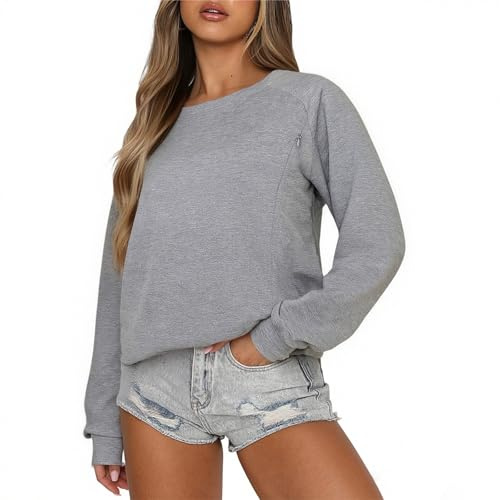 Generisch Stillpullover Stillshirt mit reißverschluss Nursing top Umstandsmode Pullover Umstandspullover Damen Umstandspullover umstandsshirt