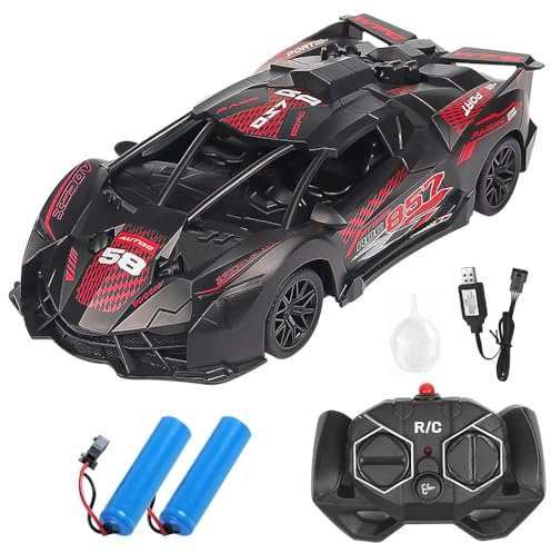 PLLYPE Ferngesteuertes Rennauto, 2.4G RC Auto Spielzeug mit Fernbedienung, 1:18 Lambarchini Ferngesteuertes Auto mit Sprühfunktion und LED-Licht für 14+ Kinder, Erwachsene (Rot)