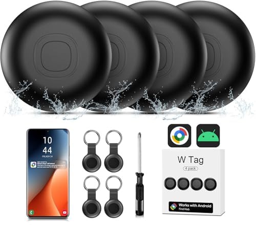 Air Tracker Android, IP 67 Wasserdicht Smart Tag Schlüsselfinder kompatibel mit Google Find Hub APP (Android NUR) 4 Pack Bluetooth Tag Key Finder für Gepäck/Brieftasche/Koffer/Taschen