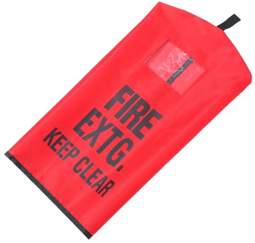 Ciieeo Housse D'extincteur Rouge et Poche pour Étiquette Fenêtre Transparente Extérieure Résistante Gel en Tissu en Hiver pour Entrepôts et Patios