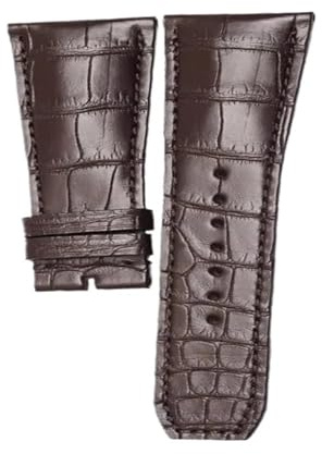 PNESHGTT Kompatibel mit dem BAUME & MERCIER HAMPTON MOA10027 Alligatorleder-Uhrenarmband(Black Yellow,22MM)
