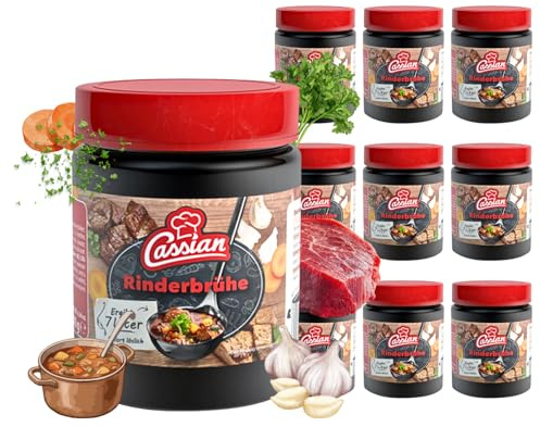 CASSIAN Klare Rinderbrühe 10 x 140g Glas - ergibt 70 Liter, sofort löslich, Vorteilspack