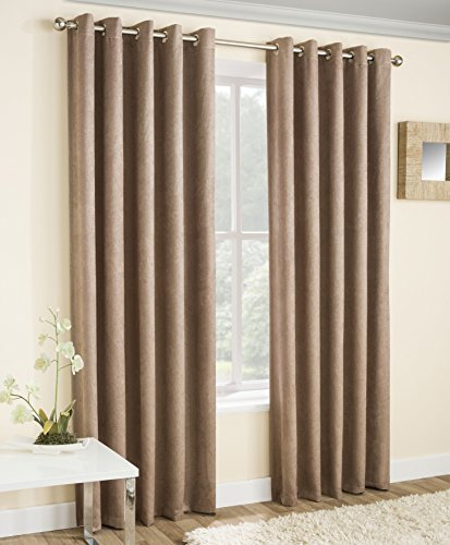 Enhanced Living Vogue Verdunkelungsvorhänge mit Ösen, wärmeisolierend, geräuschreduzierend, für Schlafzimmer und Wohnzimmer, 229 x 137 cm, Latte Natural