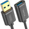 UNITEK Y-C456GBK - Cable de extensión USB 3.0 A macho a USB A hembra de 0,5 m, extensión negra para impresora, teclado, lector de tarjetas, etc