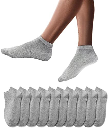 YouShow Sneaker Socken Herren Damen 10 Paar Kurze Halbsocken Quarter Baumwolle Unisex(Grau,43-46)