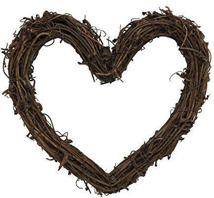 Heart Shape Natural Grapevine Wreath Ring DIY Craft Vines Base Grapevine Roll for Rustic Summer Fall Christmas Wreath Door Garland Home Wedding Party Decor Gift Hanging Decor Wreaths Supplies (14inch)