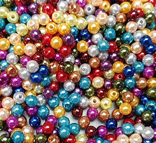 Perlin Wachsperlen Kunststoff Acryl Perlen 6mm Mix Bunte Tischdeko Hochzeit Rund Drahtsterne Streudeko Perlmutt Perlensterne Basteln Wachs-Perlen Wax Beads 1000 Stück P26