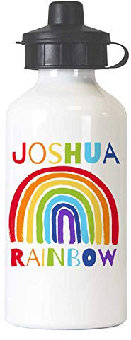 Tigerlilyprints Personalised Water Bottle, Rainbow Design, 400ml Water Bottle