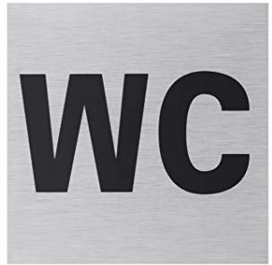 Metafranc Klebeschild WC - 80 x 80 mm - Aus Aluminium - In moderner Edelstahl-Optik - Selbstklebende Rückseite / Beschilderung / Infoschild / Gewerbekennzeichnung / 507140