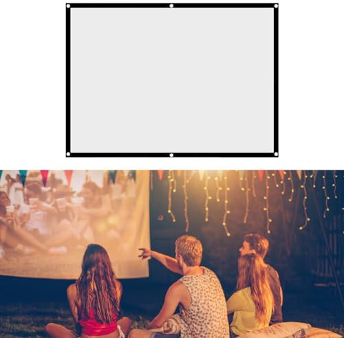 fasient Pantalla de proyección de 60 '' / 72 '' / 84 '' / 100 '' Cortina de proyector de Tela de poliéster sintético Plegable sin Arrugas 4: 3 para Cine en casa para Interiores y Exteriores (100in)