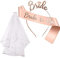 Srup 3 Stück Accessoires für Bride to Be, Frauen Junggesellinnenabschied Accessoires Weiß Braut, Accessoires für Den Junggesellinnenabschied Schärpe, Braut Junggesellinnenabschied Deko Accessoires