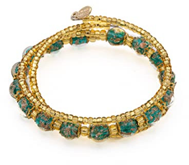 Sospiri Venezia Bracelet Femme composé de 7 Perles en Verre Diamètre 8 mm Bracelet en Verre de Murano Original Bijou Idée Cadeau Made In Italy Certifié (Beige)