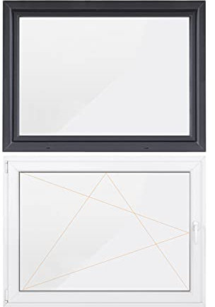 Bastion Fenster Kellerfenster 1 Flügel Dreh-Kipp 2-fach Verglasung RC2 BA außen anthrazit/innen weiß 70 mm Profil (800x600 mm Links)