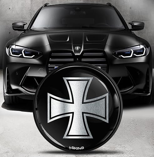 Biomar Labs Motorhaube Kofferraum Plakette Abzeichen 82mm Kompatibel mit BMW Emblem 51148132375 Schwarz EO 20