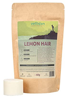 vellidan LEMON HAIR festes Bio-Shampoo für Männer mit Lemongras. Feste Haarpflege, bio, handgemacht, ohne Palmöl, 60g (Lemon Hair)