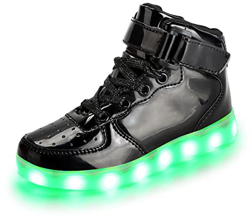 Padgene Damen Herren LED Leuchten Schuhe Unisex High Top Leuchtende Blinkende Turnschuhe USB Aufladen Schnürer Paare Schuhe