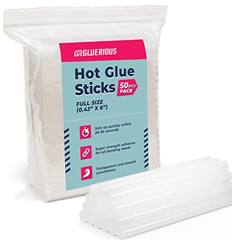 50pcs Full Size Hot Glue Sticks For Large Glue Gun, 0.43x6 inches Large Glue Sticks, Bulk-Pack for Arts Crafts DIY Fabric Gluing & More