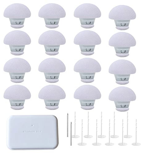 Fayemint 16 Stück Bettdecken Clips, rutschfest Bettbezug Clips, Runde Form Bettdecken Clips, mit 1 Box und 16 Plastikstiften, für Steppdecken, Bettlaken, Kissen, Socken (weiß)