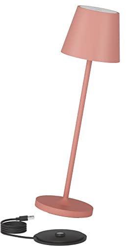 K-Bright Dimmbare LED Akku Tischleuchte | Indoor & Outdoor aufladbar | Warme Lichtfarbe | Akku tischlampe outdoor mit USB Ladestation | Orange