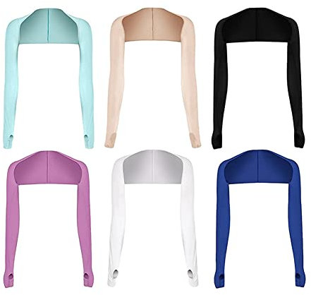 NOPEILVI Uv Protection Shawl, 6 Pieces Sun Cooling Shawl Arm Sleeves Protector Compression Cover Finger Hole Coverings For Cycling Driving Fishing Golfing.