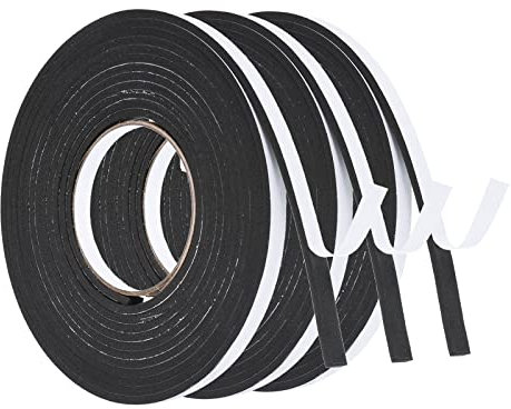 PATIKIL 16.4ft/5m Weather Stripping Door Seal Strip, 3 Roll EVA Foam Seal Tape Self Adhesive Strip 10mm Wide 4mm Thick for Door Window Insulation