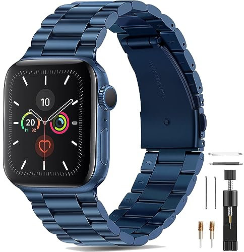 BolYel Compatible con Correa Apple Watch 42mm(Series 10) 41mm 40mm 38mm Metal de Acero Inoxidable Correas para Apple Watch Series 10 9 8 7 SE 6 5 4 3 2 1, Azul