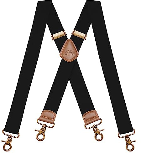 Dresime Hosenträger für Herren mit 4 starken Haken-Clips, X Form elastisch einstellbar Hosenträger für Männer und Damen Arbeitshosen Stark Motorradhose Overalls Jeans
