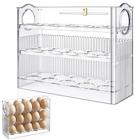 Aoreun Hueveras para frigorífico, Hueveras de plástico para 30 huevos, bandeja para huevos Cajas para Huevos para Frigorifico Caja de Almacenamiento para Huevos Huevera para Frigorífico Cajón