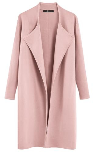 LILLUSORY Cardigan lungo in lana da donna Maglioni Oversize Autunno Dressy Coatigan Giacche casual leggere in maglia cappotti invernali, Rosa, Medium
