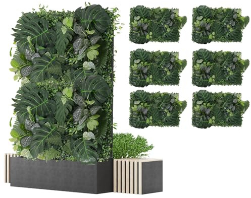 Warmiehomy 6 pcs Artificial Hedges Panels Wall Panels Trellis with Artificial Leaves Garden Privacy Screen Artificial Plant Panels for Home Wedding Indoor Outdoor Garden Decoration 60×40 cm